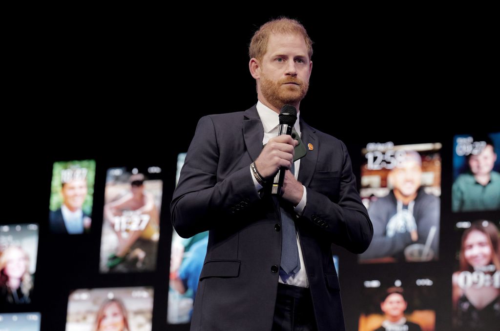 Prince Harry speaking on stage in New York