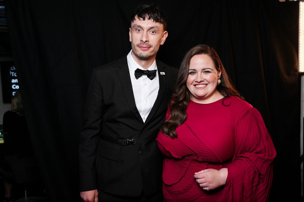 Richard Gadd and Jessica Gunning pose backstage during the 2024 BAFTA Television Awards with P&O Cruises at The Royal Festival Hall