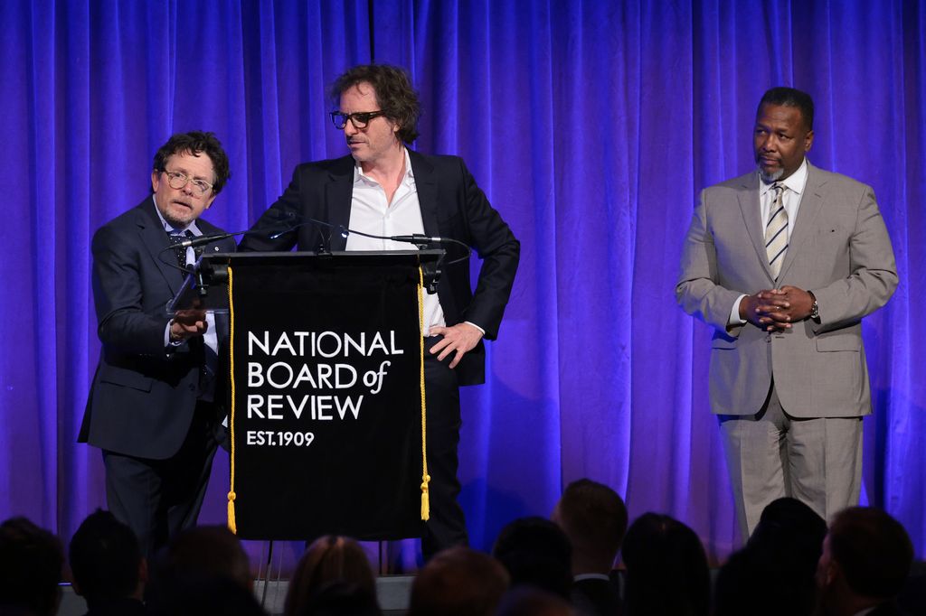 Michael J. Fox and Davis Guggenheim accept the Best Documentary award for Still: A Michael J. Fox Movie