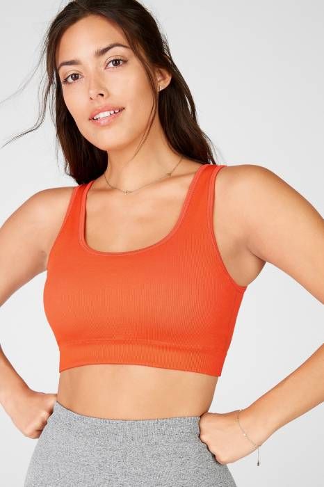 fabletics orange sports bra