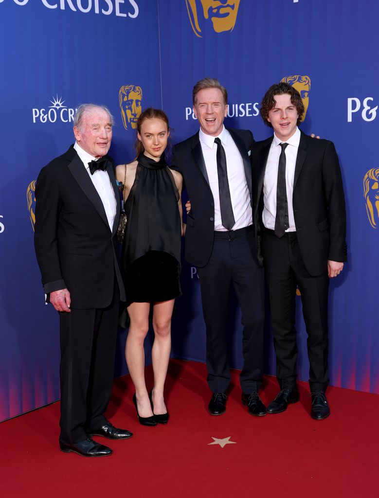 John Watcyn Lewis, Manon McCrory-Lewis, Damian Lewis and Gulliver McCrory-Lewis at the BAFTAs