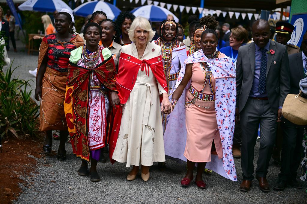 Queen Camilla meets Masai women