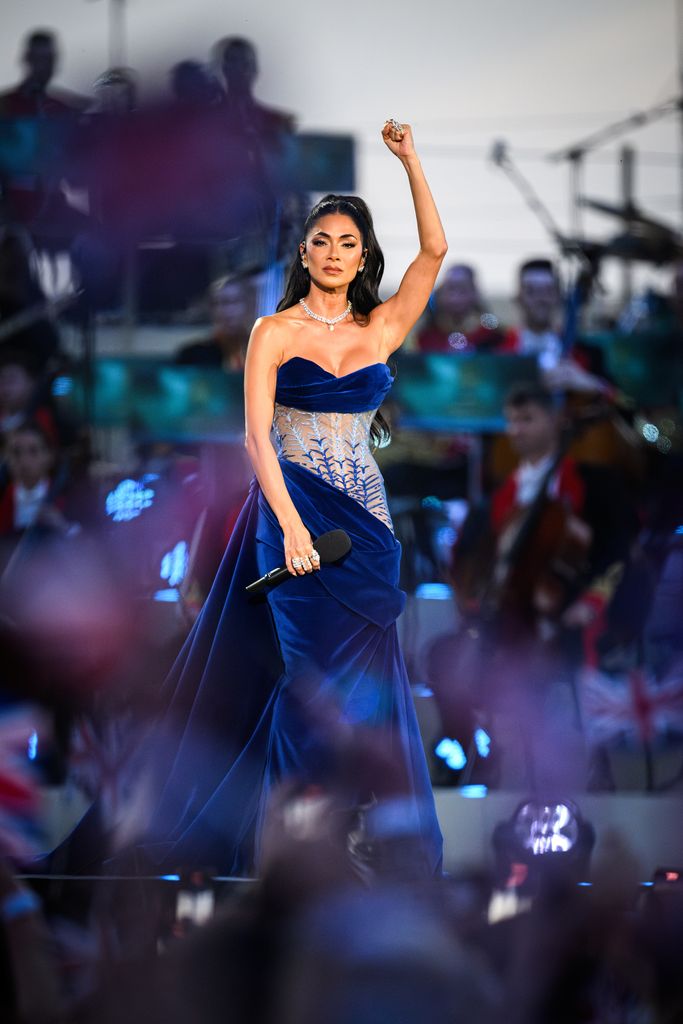 Nicole Scherzinger dazzled in a regal velvet gown