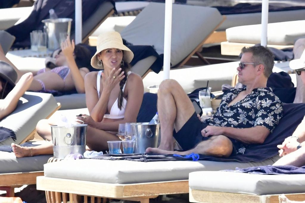 Matt Damon and his wife Luciana Barroso chill out on sun loungers