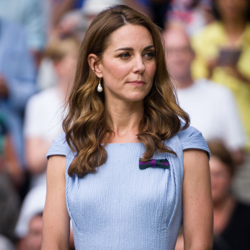Kate Middleton in a light blue outfit