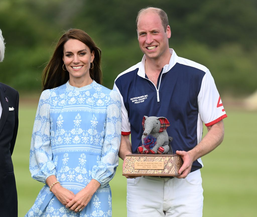 Prince William with polo trophy