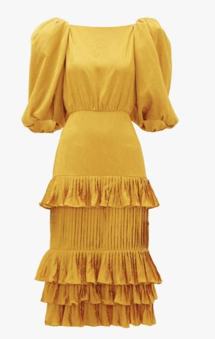 puff sleeve yellow dress