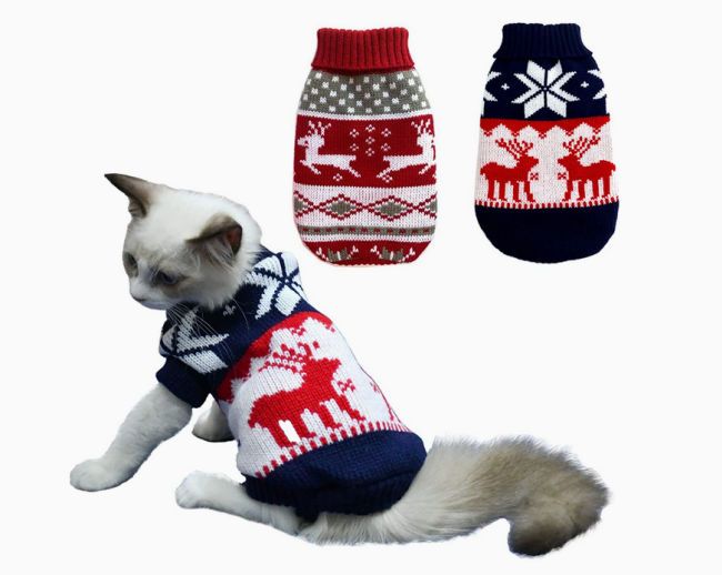 christmas jumpers and holiday sweaters for cats on amazon