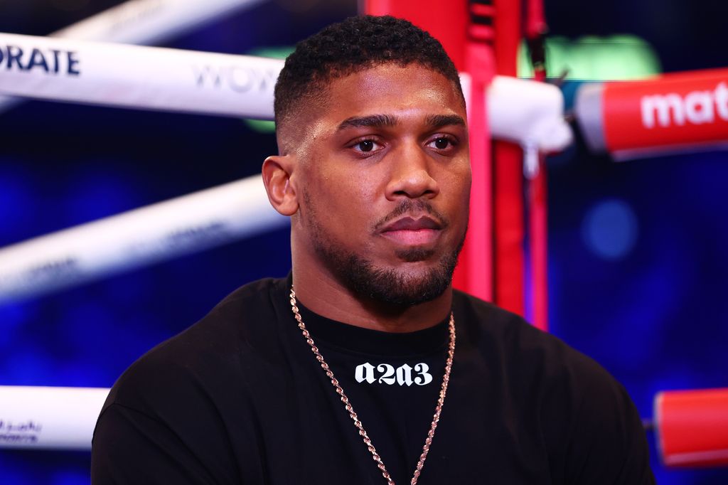 Anthony Joshua is interviewed ringside at Etihad Arena