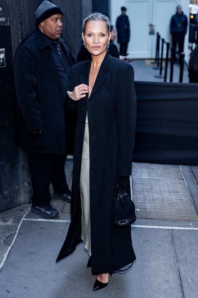 Kate Moss attends Calvin Klein's fashion parade during New York Fashion Week: shows on February 7, 2025 in New York City