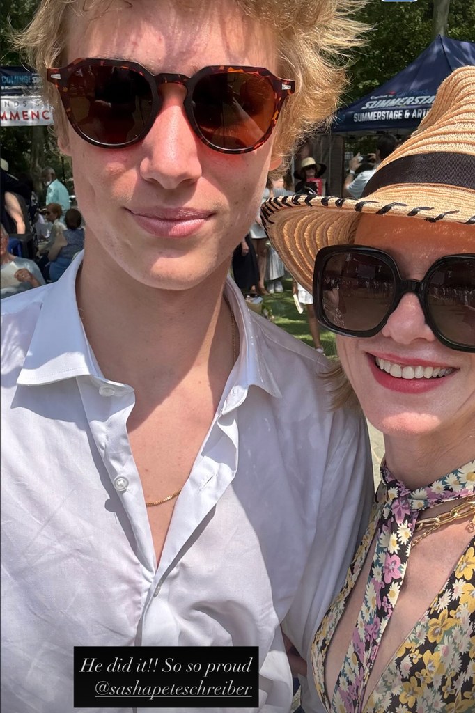 Selfie shared by Naomi Watts from her son Sasha's high school graduation, June 2025