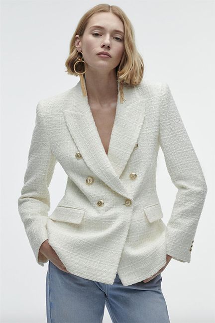 Zara white boucle blazer