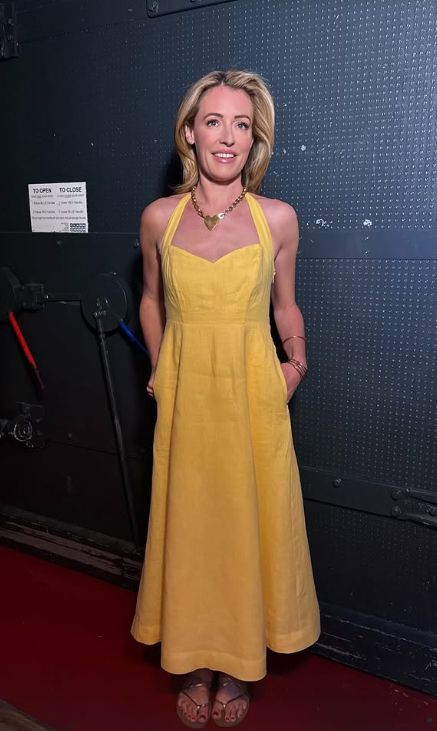 Cat Deeley wearing yellow dress Boden
