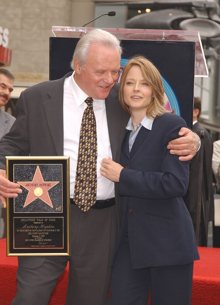 Anthony Hopkins and Jodie Foster attend his star ceremony on the Hollywood Walk of Fame