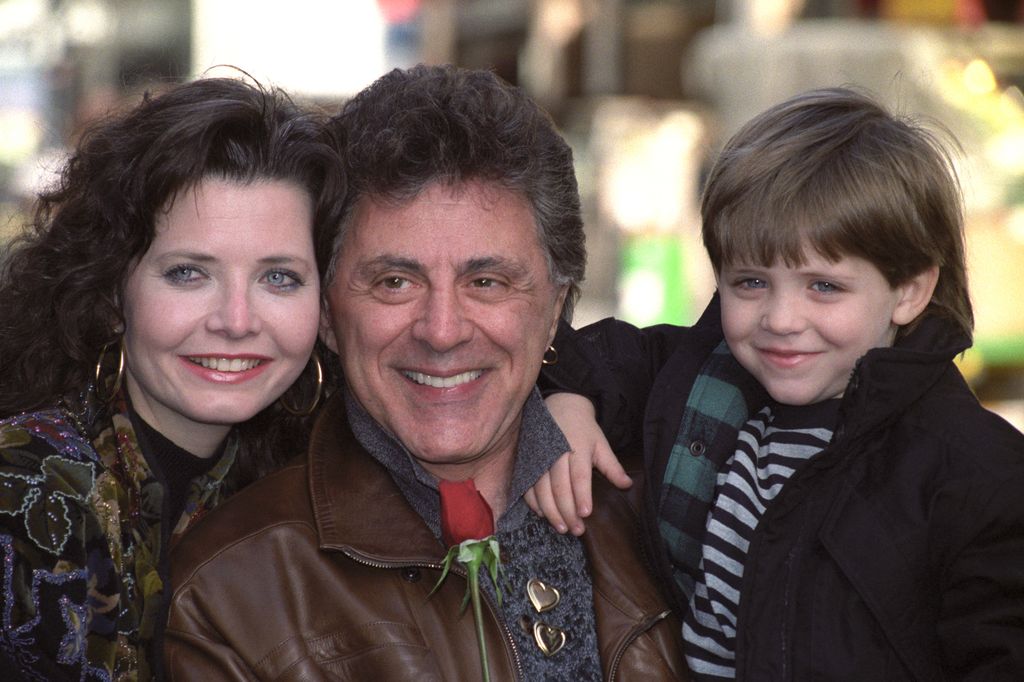 Frankie Valli with his wife Randy and son Francesco outside the London Palladium, where he will be appearing in March.   (Photo by John Stillwell/PA Images via Getty Images)