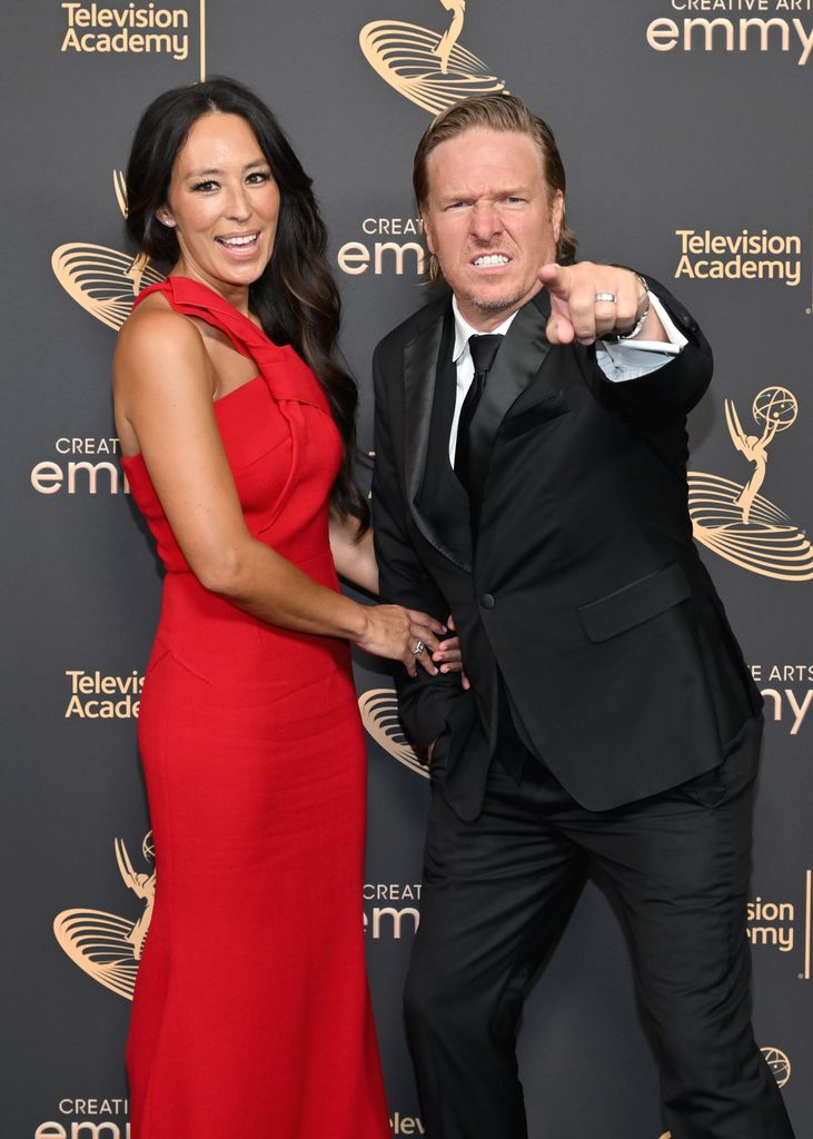 Joanna radiant in a red dress