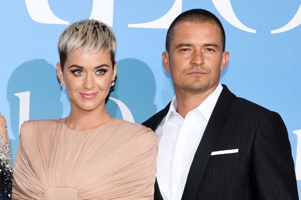 Katy Perry and Orlando Bloom photographed on a red carpet