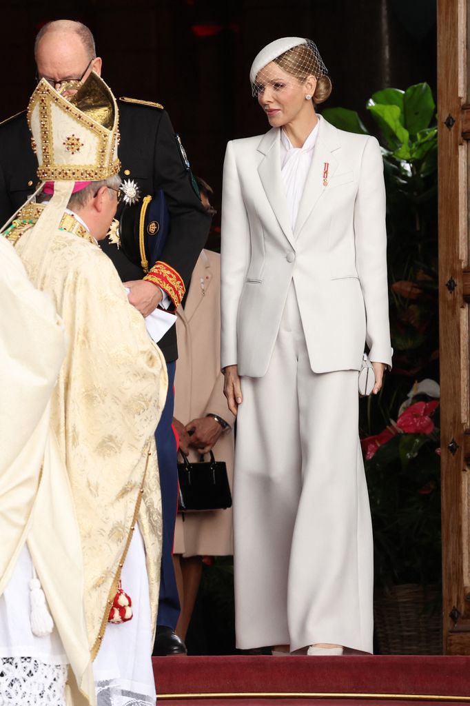Princess Charlene wowed in a wide-legged suit