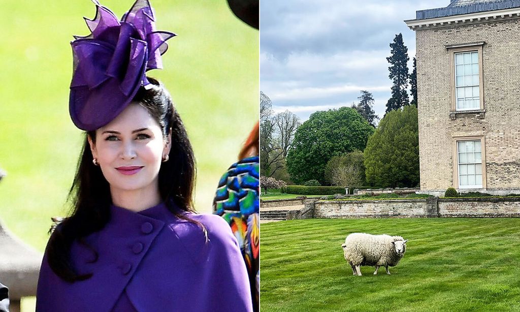 Countess Karen Spencer pictured alongside Althorp House with sheep