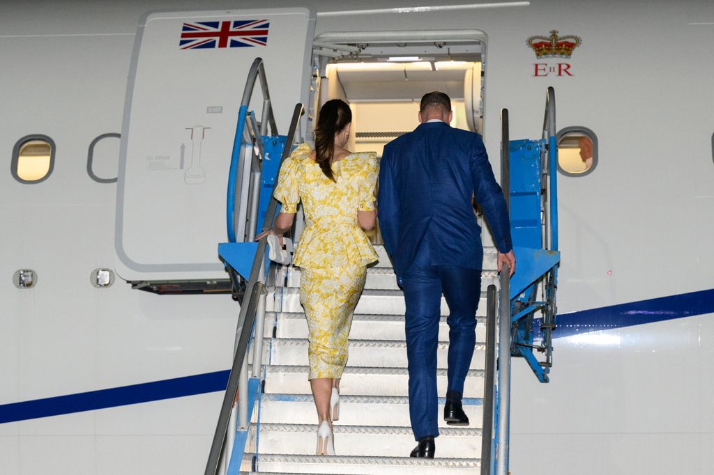 Kate and William attend a departure ceremony at Lynden Pindling International Airport on March 26, 2022 in Nassau, Bahamas, at the end of their eight day tour.