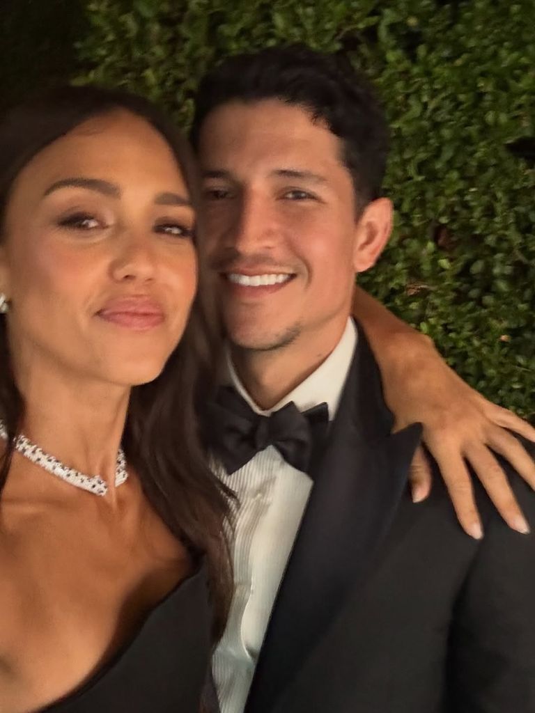 Jessica Alba and Danny Ramirez pose for a selfie at the 2025 Baby2Baby Gala, shared on Instagram