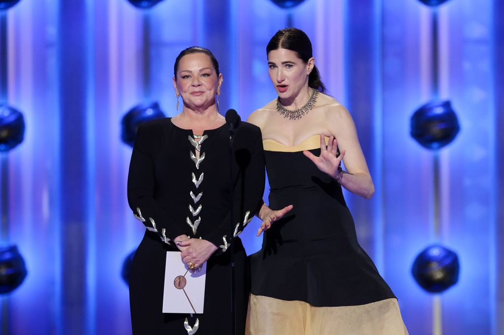 Melissa on stage with Kathryn Hahn looking glam