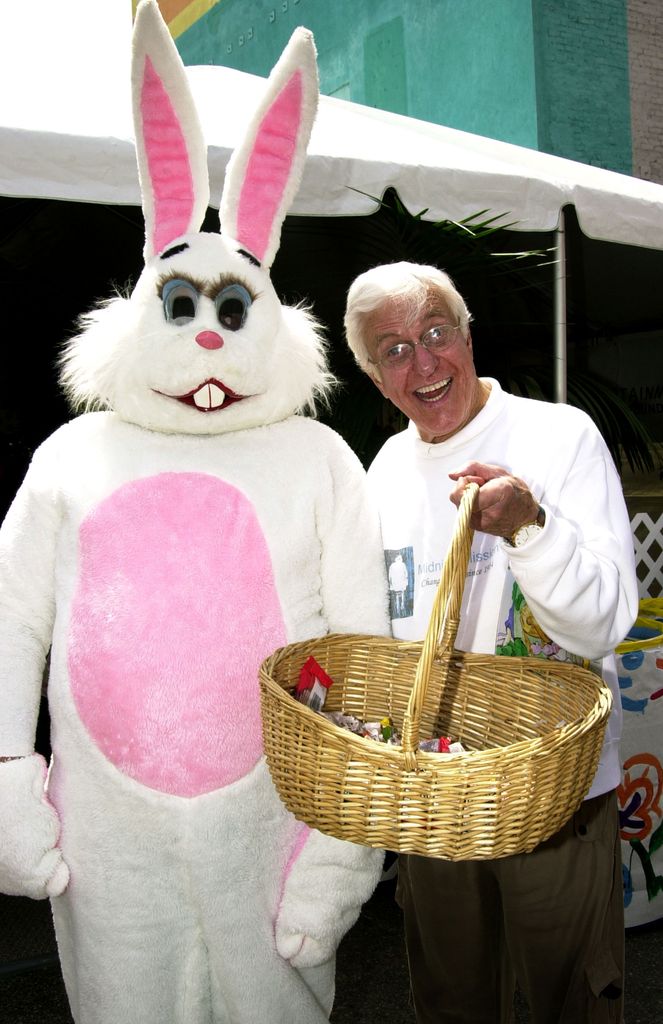 Dick Van Dyke and the Easter Bunny during The Midnight Mission and Entertainment Industry Foundation Easter & Passover Street Festival in 2003