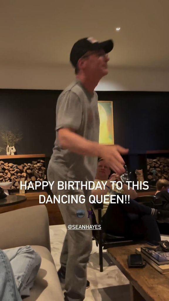 Sean Hayes dancing in Jennifer Aniston's living room
