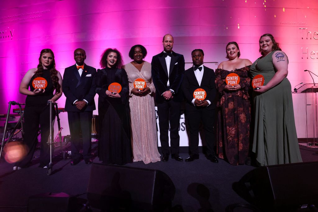 Prince William standing with winners at the Centrepoint Awards