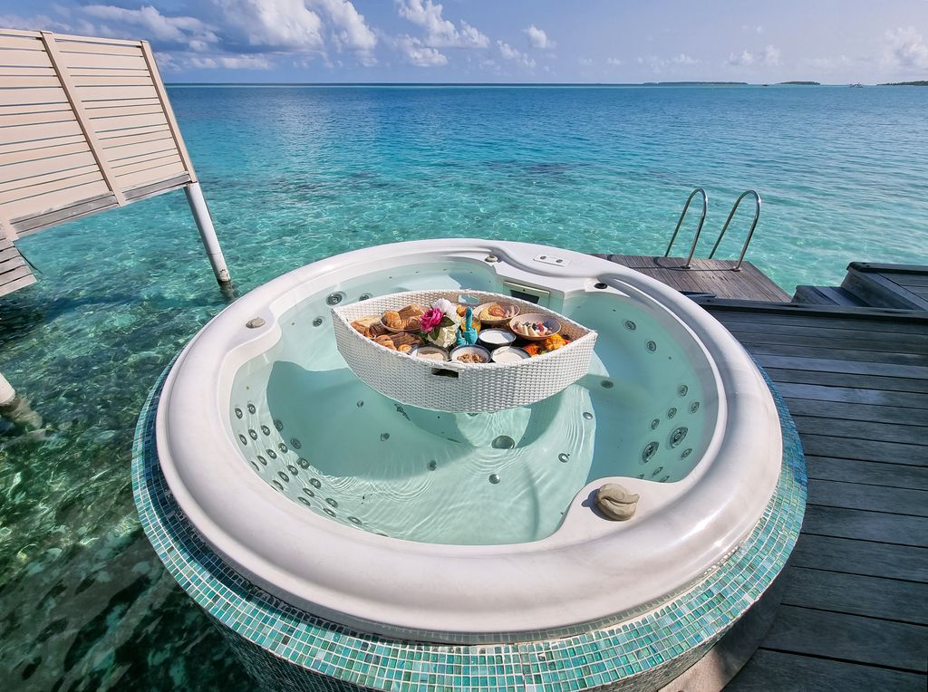 The Maldives floating breakfast served in jacuzzi