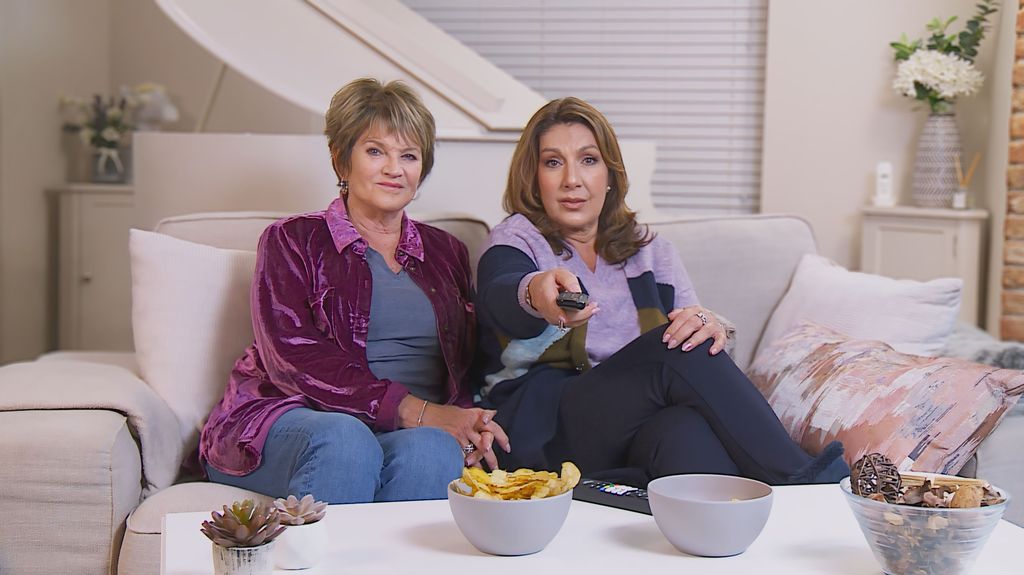 Jane McDonald and her friend Sue on Celebrity Gogglebox