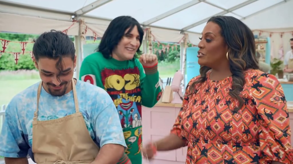 Dylan, Noel Fielding and Alison Hammond on Great British Bake Off