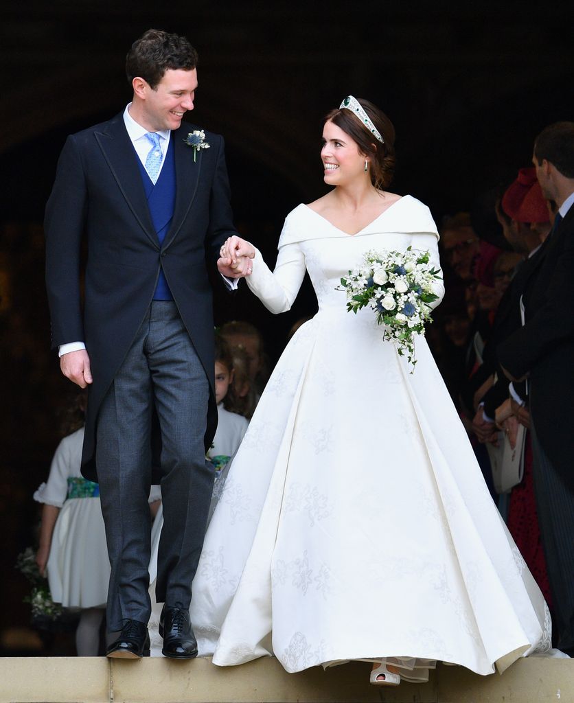 Eugenie and Jack leaving chapel after their wedding