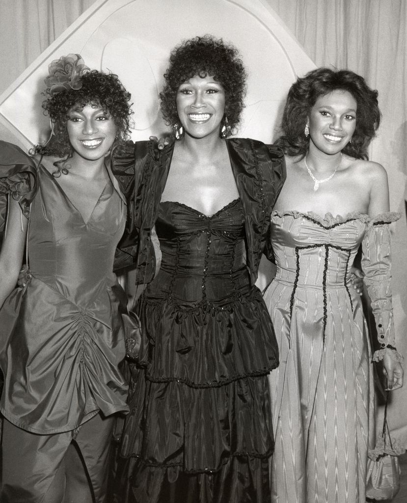Issa Pointer, Ruth Pointer and Anita Pointer of the Pointer Sisters at the Shrine Auditorium in Los Angeles, California