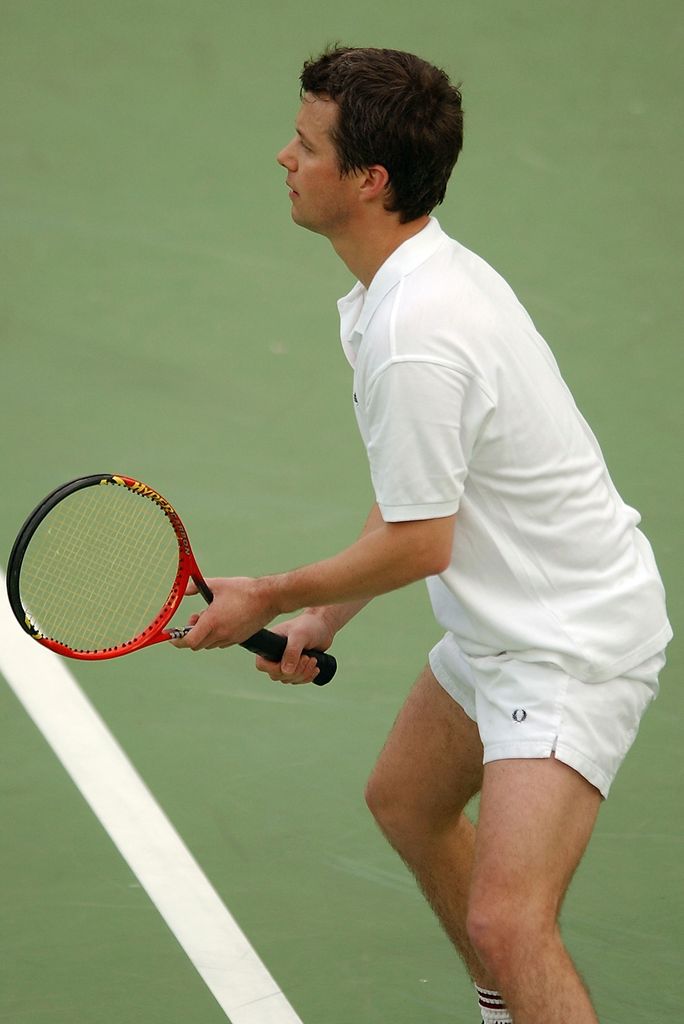 Crown Prince Frederik of Denmark plays a social game of tennis during day eight of the Australian Open Grand Slam at Melbourne Park