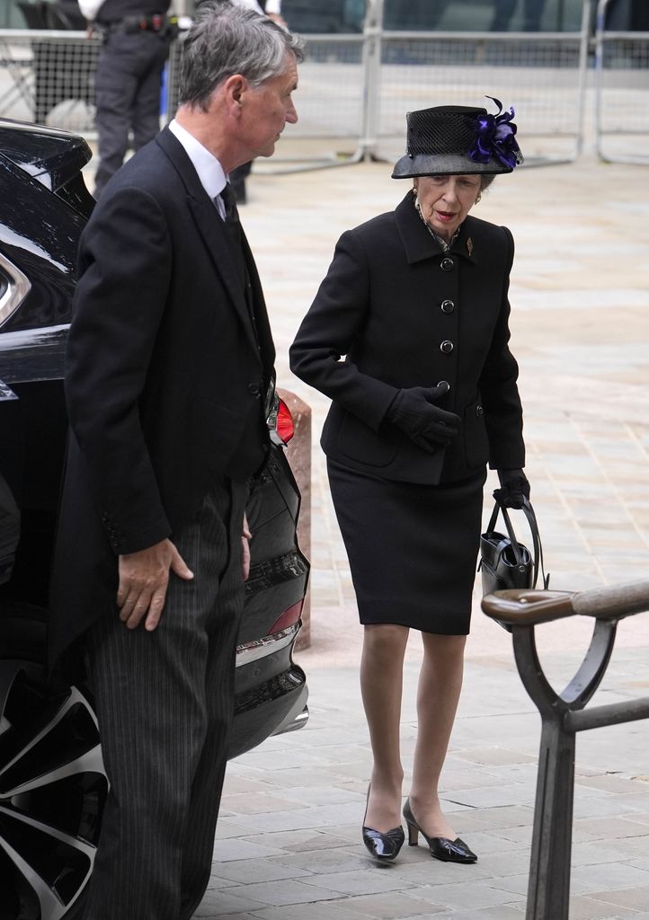  Anne, Princess Royal and Vice Admiral Sir Timothy Laurence arrive for the Requiem Mass service for Katharine, Duchess of Kent at Westminster Cathedral 