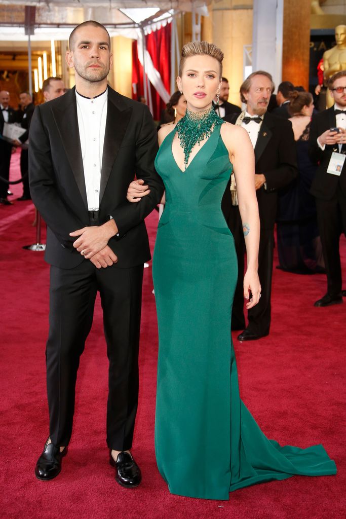 Scarlett Johansson and Romain Dauriac at the 87th Annual Academy Awards