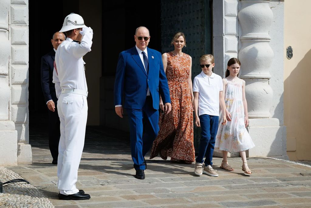 monaco royal family step out to man saluting