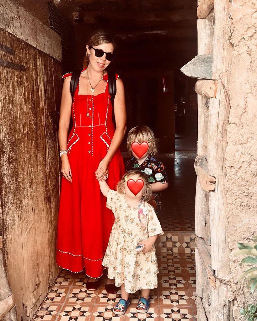 Carrie Johnson with her children Wilf and Romy in Morocco