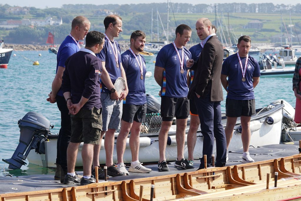 Prince William meeting members of the St Mary's Gig Club