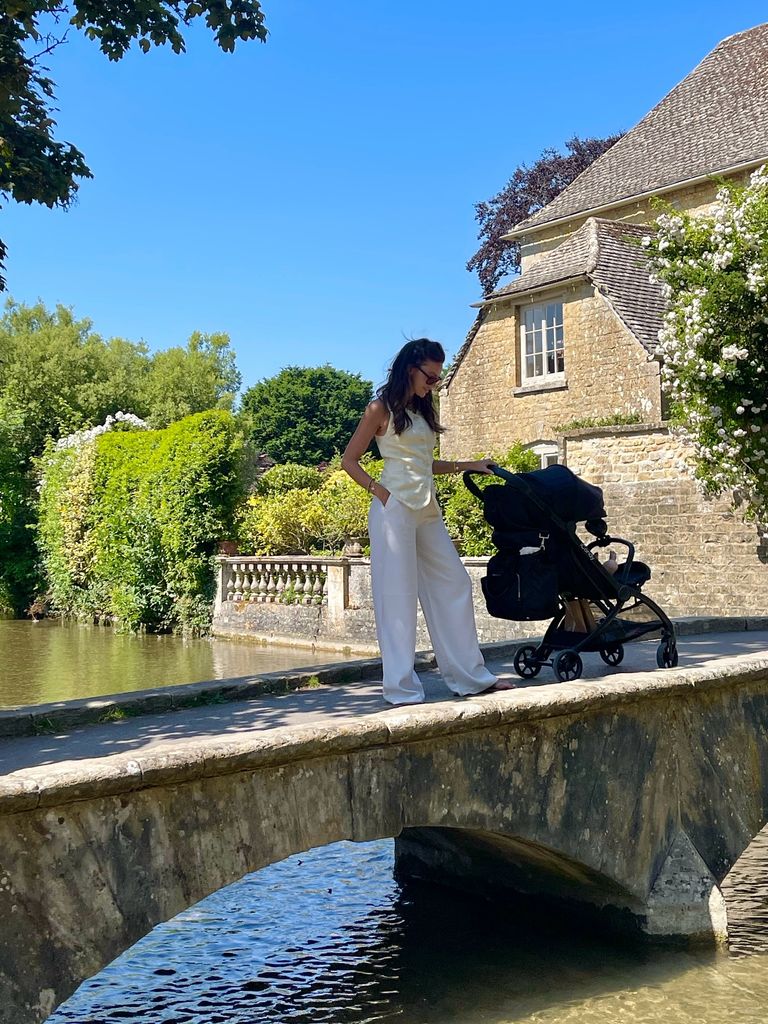 Michelle looked lovely in the Cotswolds with baby Palma