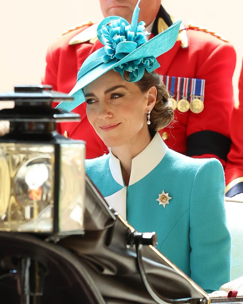 The Prince and Princess of Wales, are joined by members of the Royal Family during the Trooping of the Colour at Buckingham Palace. The Sovereign's official birthday is celebrated with the ceremony of the King's Birthday Parade