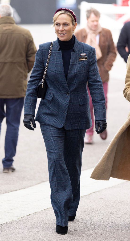 Zara Tindall in blue suit