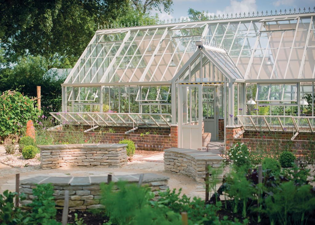 glasshouses in gatden at hotel