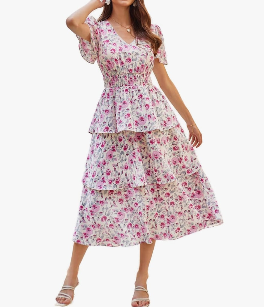 GRACE KARIN Women Floral A-Line Swing Dress