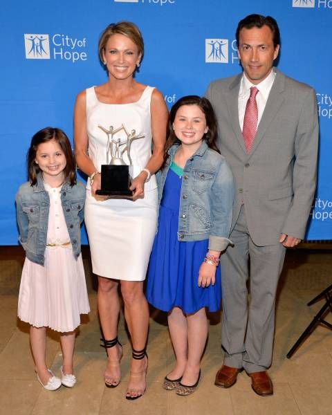 Amy Robach with her ex Andrew Shue and her daughters Ava and Annie