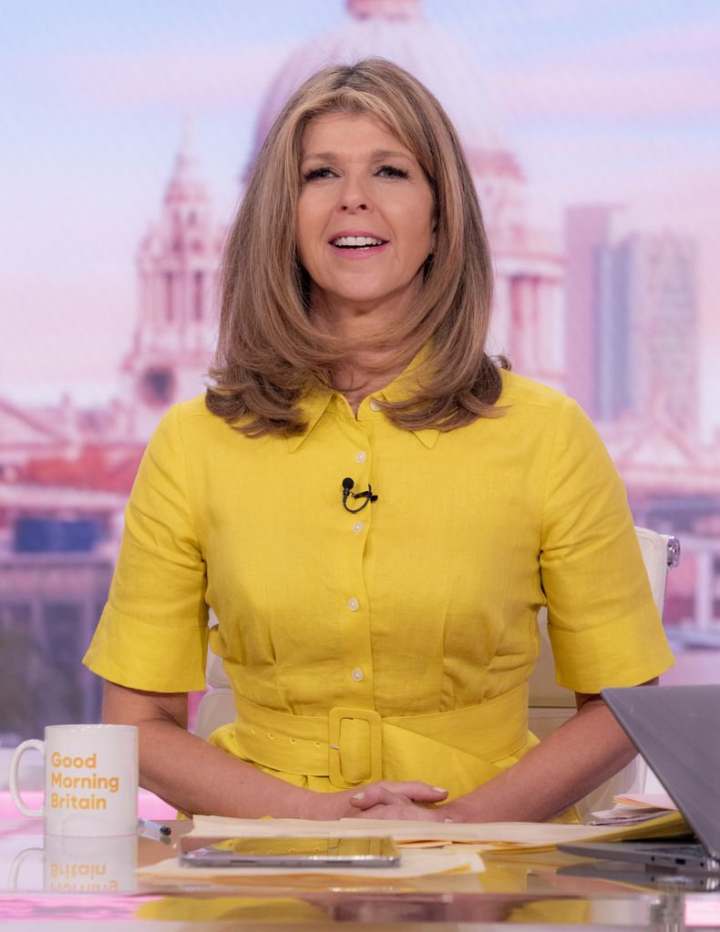 kate garraway in yellow dress on good morning britain