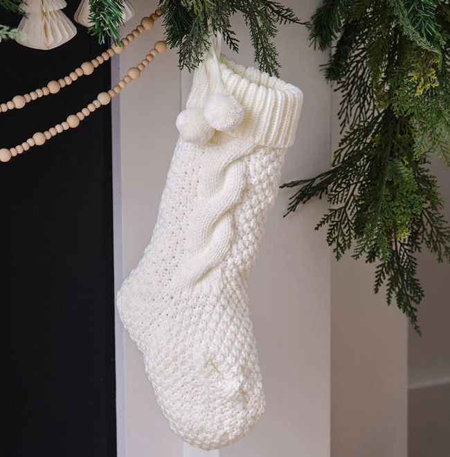 cream knitted stocking