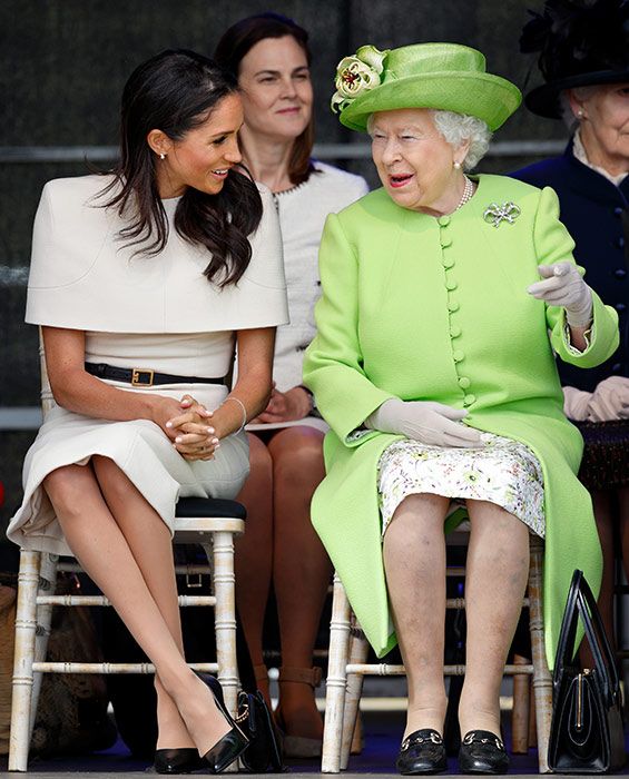 meghan markle the queen laughing