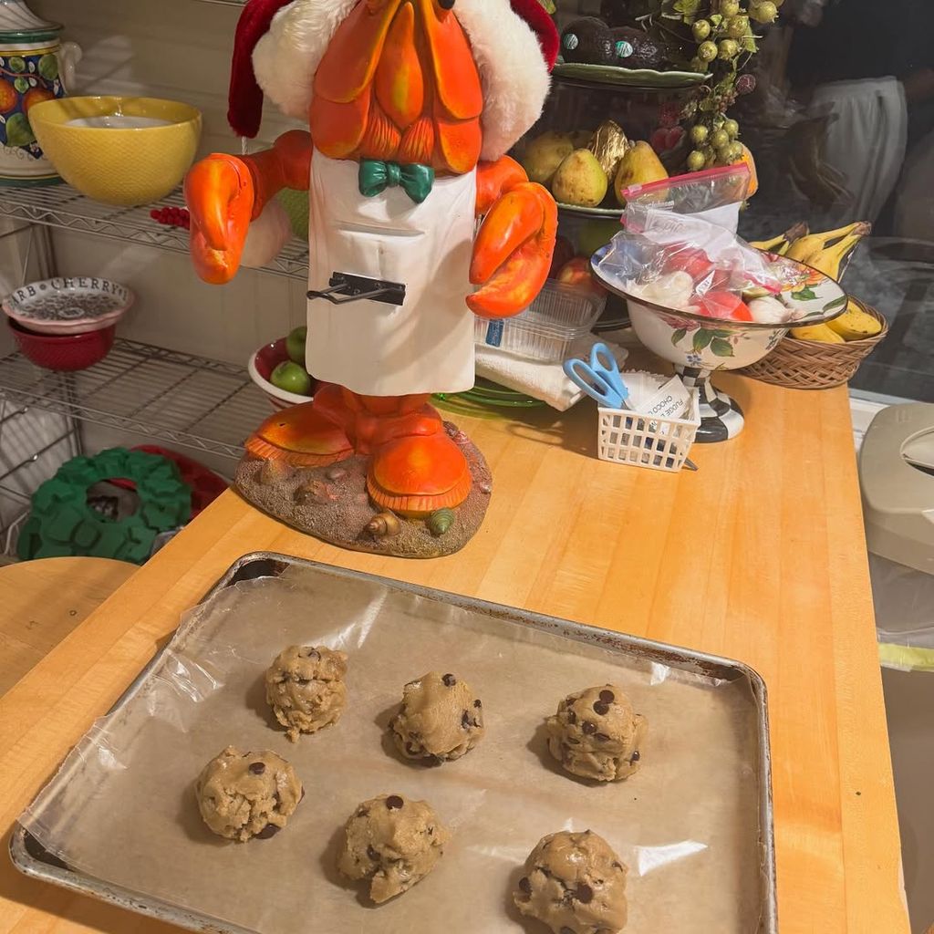 Ella Bleu Travolta shares a photograph of her family baking cookies for Christmas at home, posted on Instagram